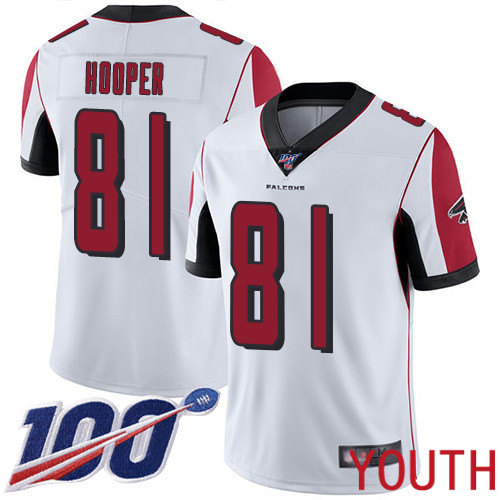Atlanta Falcons Limited White Youth Austin Hooper Road Jersey NFL Football #81 100th Season Vapor Untouchable->youth nfl jersey->Youth Jersey